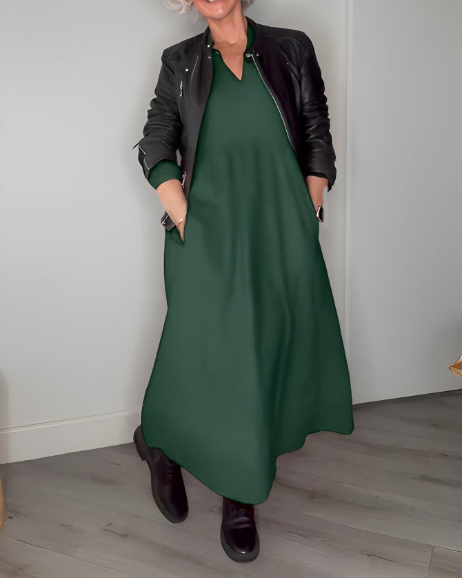 Amanda™ - Figurbetontes Langkleid mit V-Ausschnitt