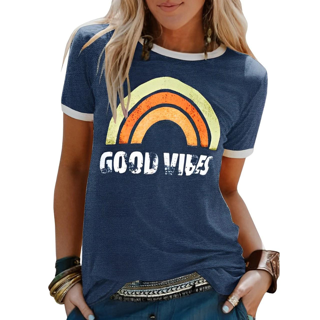 Valentina™ - "Good Vibes" Modisches Statement-T-Shirt