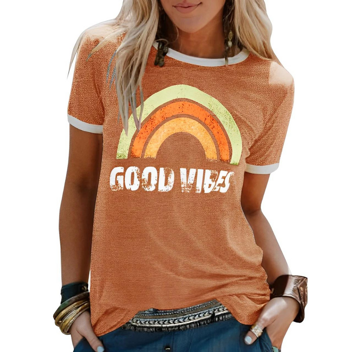 Valentina™ - "Good Vibes" Modisches Statement-T-Shirt