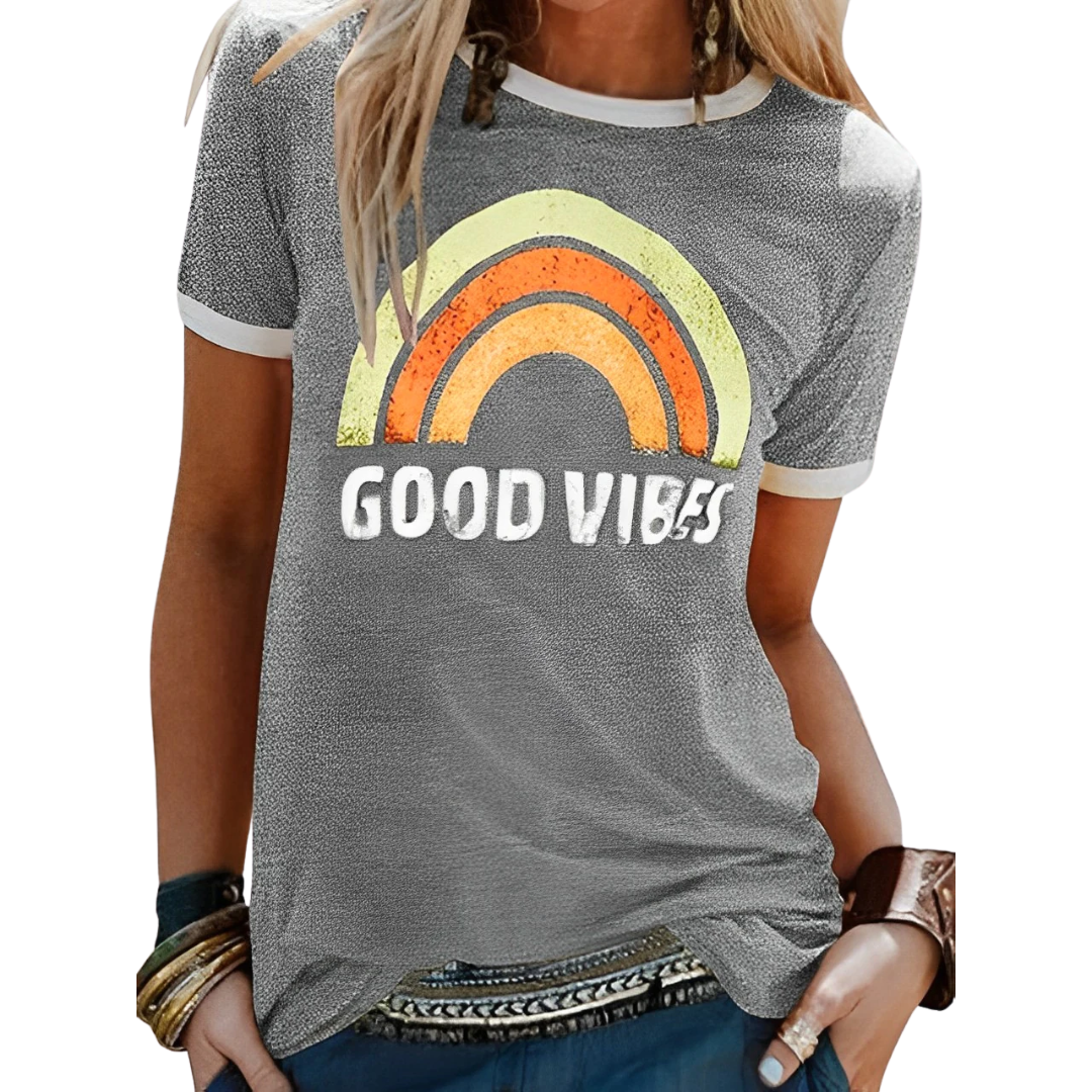 Valentina™ - "Good Vibes" Modisches Statement-T-Shirt