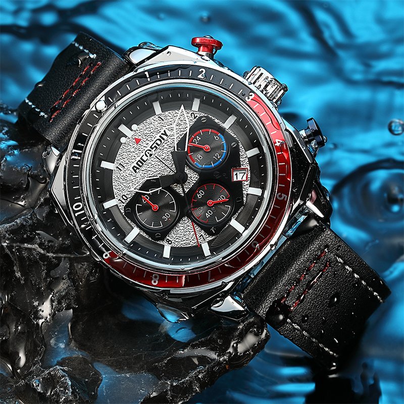 Wasserdichte Luxus-Sport-Quarzuhr mit Chronograph