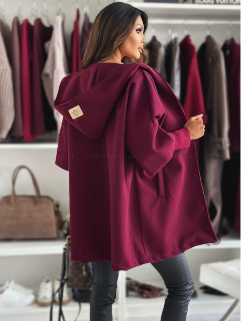 Lia | Elegante unifarbene Damenjacke mit Kapuze