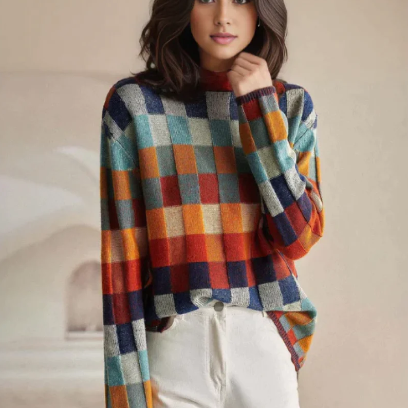 Ivana - Patchwork-Rollkragenpullover von Couture