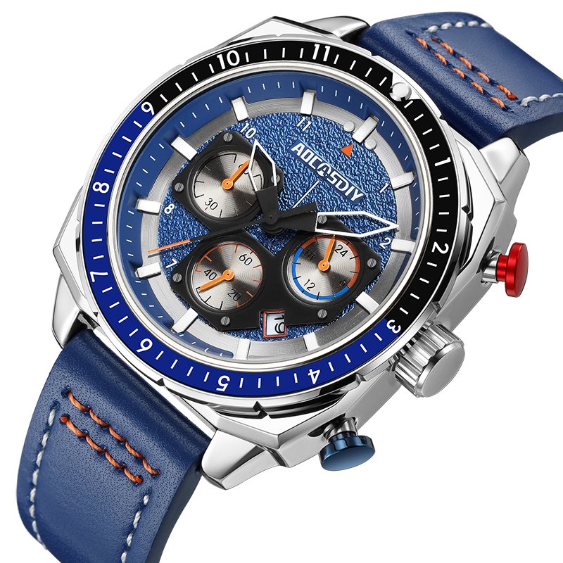 Wasserdichte Luxus-Sport-Quarzuhr mit Chronograph